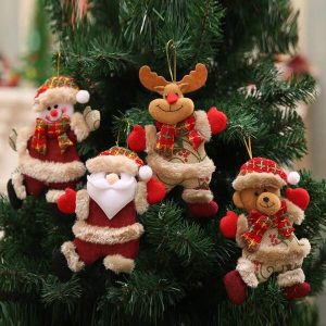 4PCS Christmas Santa Snowman Shaped Wall Hanging, Christmas Tree Decoration Pendant Halloween, Christmas Home Car Backpack Pendant, Birthday Gift For Kids Children Multicolor