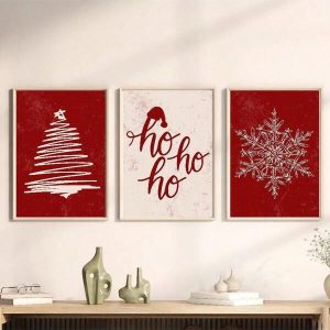 3pcs/Set Christmas Prints, Christmas Printable Canvas Wall Art, Christmas Home Decor, Fashion Posters, Christmas Digital Downloads, Christmas Print Sets Multicolor