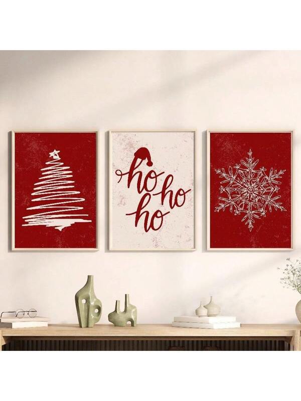 3pcs/Set Christmas Prints, Christmas Printable Canvas Wall Art, Christmas Home Decor, Fashion Posters, Christmas Digital Downloads, Christmas Print Sets Multicolor