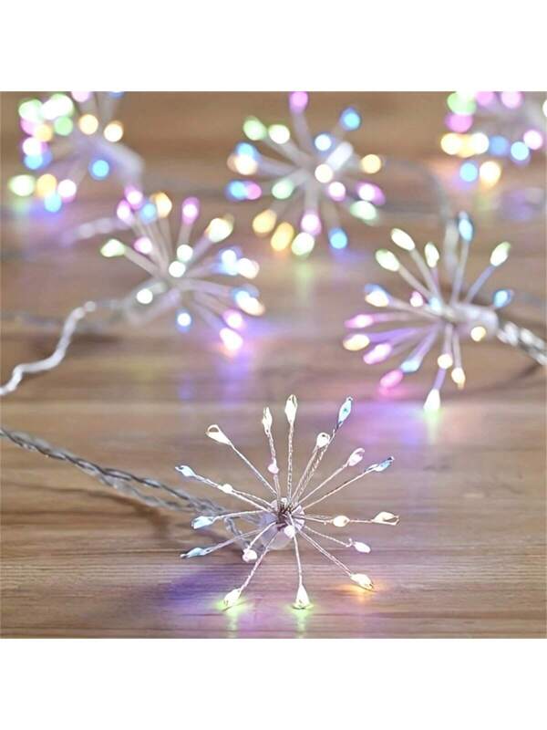 1pc Vibrant Dandelion Star String Lights, 100LED Multicolor USB Powered Indoor/Outdoor Fairy Lights, Explosion Star Lights For Christmas Tree, Holiday Atmosphere Decoration, Easy To Install, Energy Efficient And Durable Fireworks Light String