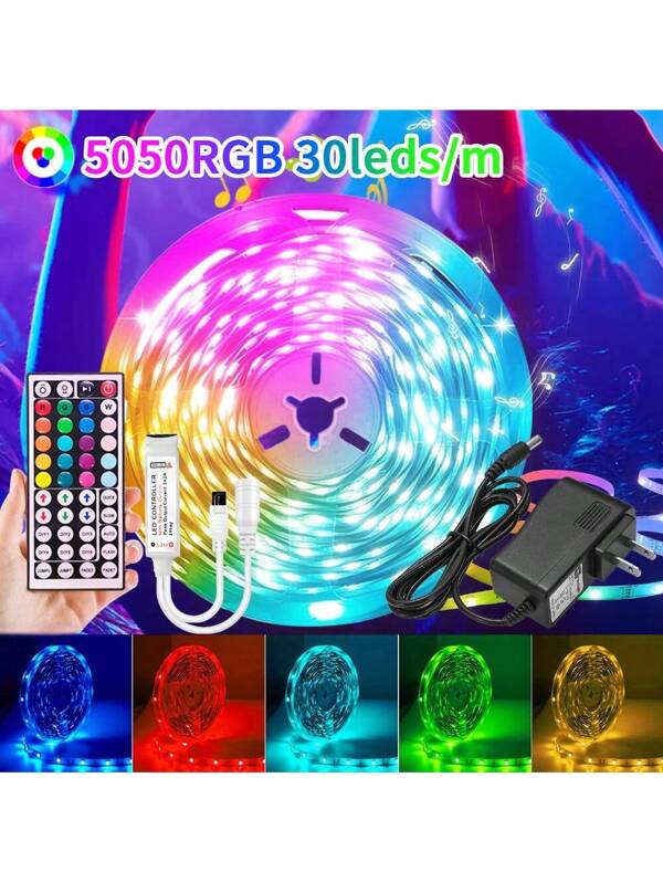 GREATWALL GREATWALL 65.6FT/20M 30leds/M 5050RGB LED Light Strip With US Plug And Battery, Color-Changing LED Light Strip,44K IR Control , Suitable For Bedroom, Living Room, Home Christmas Party Decoration US A Type Plug(110-127V)