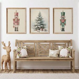 Nutcrackers Set Of 3 Christmas Prints Canvas Poster Holiday Wall Decor Vintage Xmas Printable Christmas Decorations Unframed Multicolor