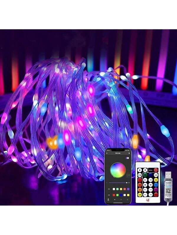 Halloween Color Changing Fairy String Lights, 33ft 100 LED Fairy Lights With Remote, Multi Color Rainbow Tree Twinkle Lights Indoor Starry Lights For Xmas Halloween Party Wedding, With USB Port Multicolor