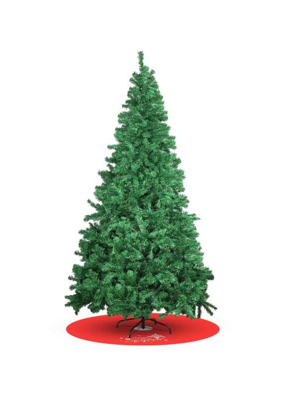 Christmas 7ft Artificial Holiday Christmas Pine Tree For Home, Office, Party Decorations With 1000 Branches, Easy To Assemble, Red Tree Skirt, Metal Hinges And Collapsible Metal Base (Green), Halloween, Halloween Decoration Green