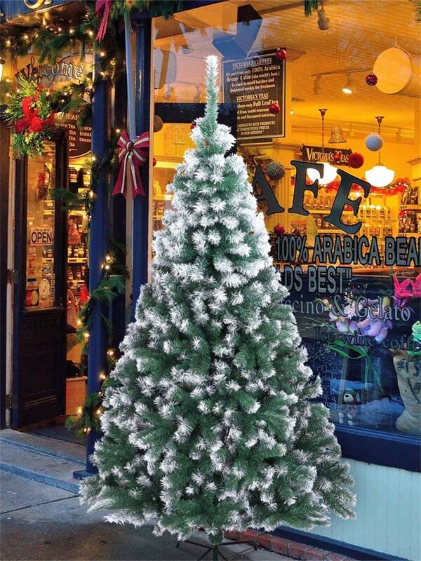 Christmas Tree, 7FT Artificial Xmas Tree With 870 Branch Tips, Holiday Party Office Home,The Effect Of Spraying White Snow With Green Pointed Tips Green