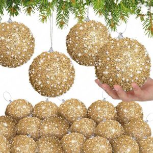 6pcs -Christmas Ball Ornaments, 3.15in (8cm) Shatterproof Christmas Decoration Christmas Tree Balls Wedding Party Holiday Decoration Tabletop Small Tree Decoration (Gold),Christmas Gold