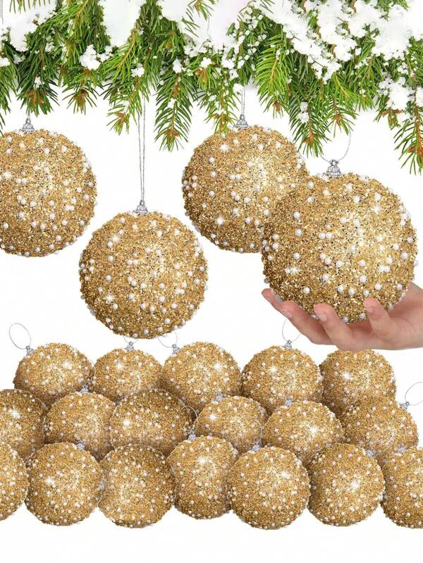 6pcs -Christmas Ball Ornaments, 3.15in (8cm) Shatterproof Christmas Decoration Christmas Tree Balls Wedding Party Holiday Decoration Tabletop Small Tree Decoration (Gold),Christmas Gold